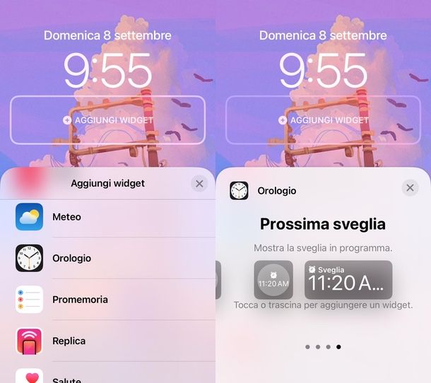 widget sveglia schermata di blocco iPhone 