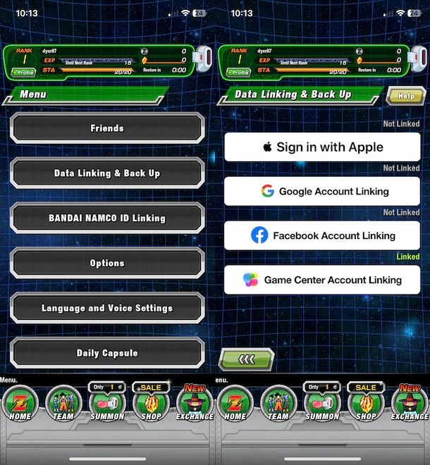 Collegare un account a Dokkan Battle