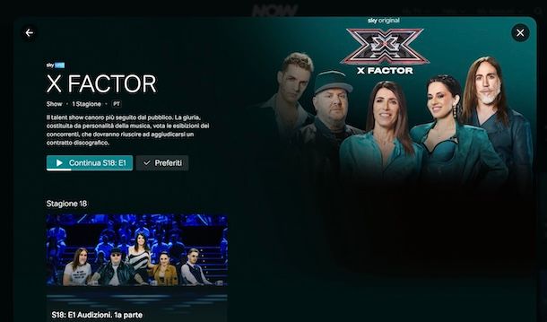 X Factor su NOW