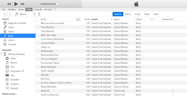 schermata iTunes