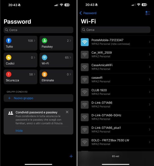 Come condividere password WiFi iPhone