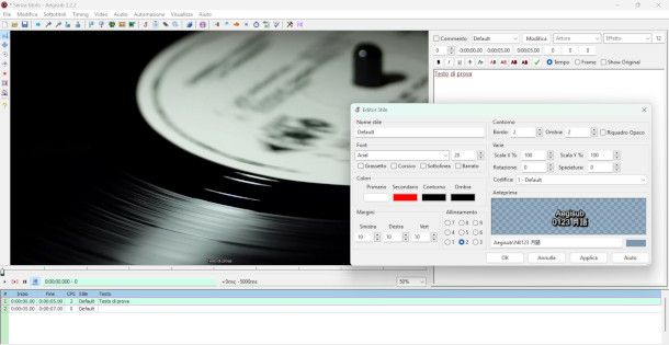 interfaccia Aegisub