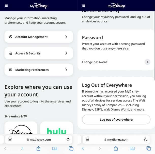 logout dispositivi Disney Plus