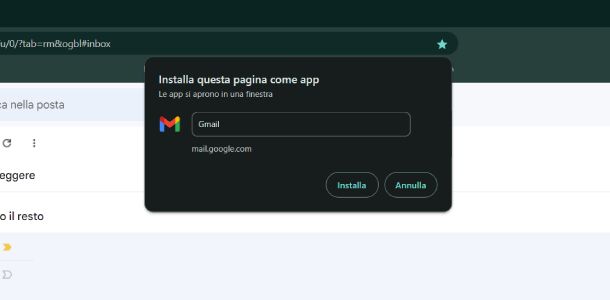 Creazione app Gmail Google Chrome Windows