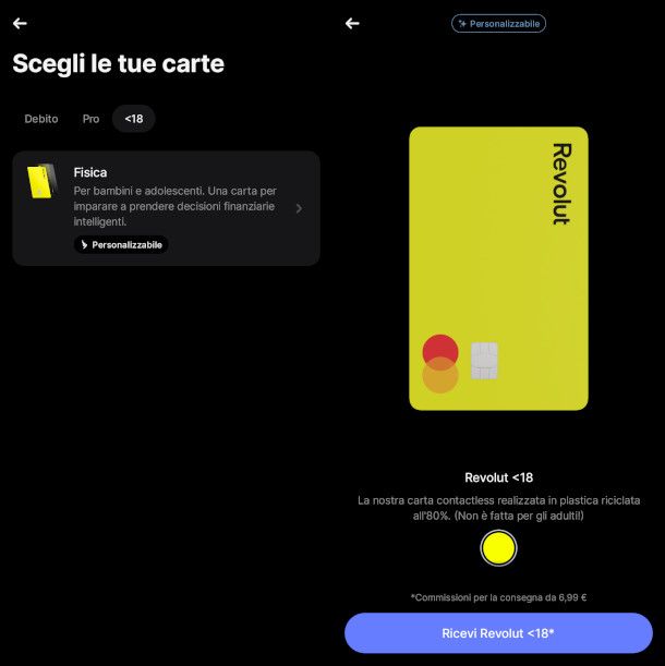 richiesta carta minorenni Revolut