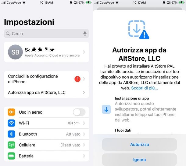 AltStore PAL autorizzazione