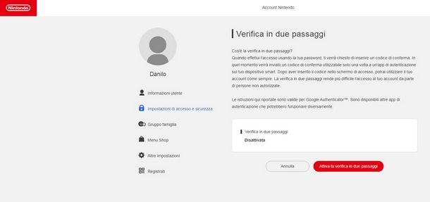 Come attivare il 2FA su Nintendo Switch