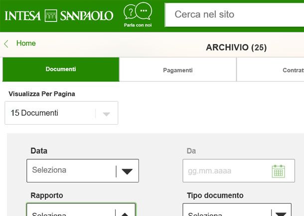 Archivio documenti Intesa San Paolo