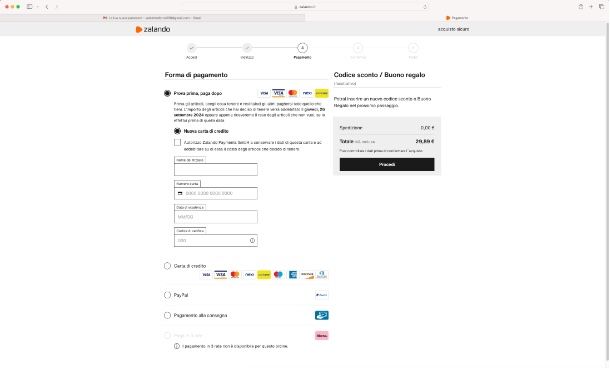 Come fare Prova prima paga dopo su Zalando browser