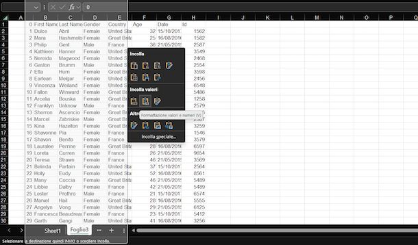 Copiare foglio Excel senza formule Windows