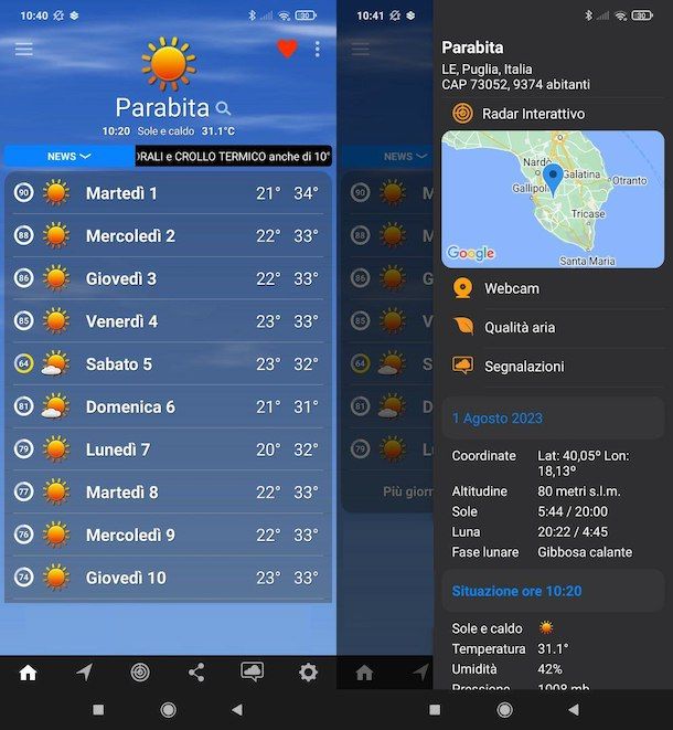 App per mettere il meteo nella schermata Home