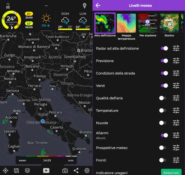 schermate app MyRadar