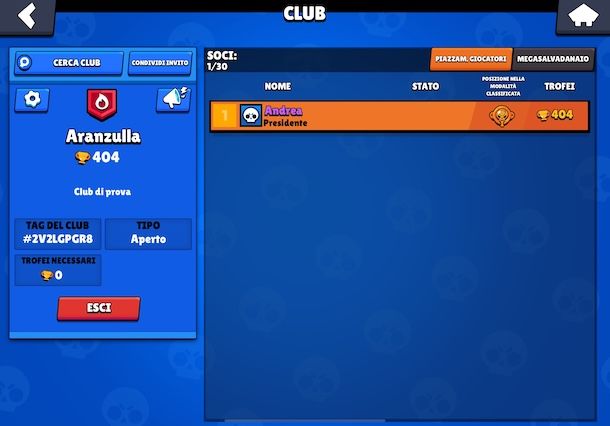 Gestire club su Brawl Stars