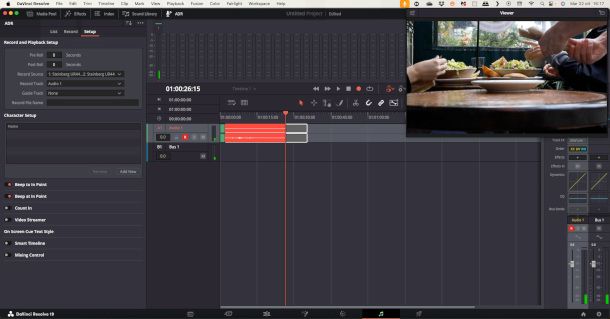 schernata Fairlight su DaVinci Resolve