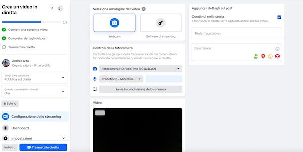 Trasmettere in diretta su Facebook
