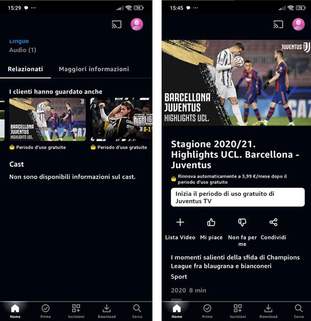 Juventus TV via app