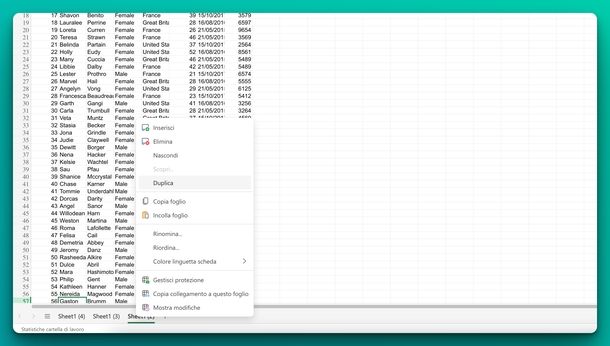 Duplicare foglio Excel Online