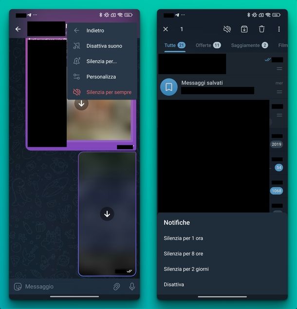 Nascondere notifiche Telegram Android