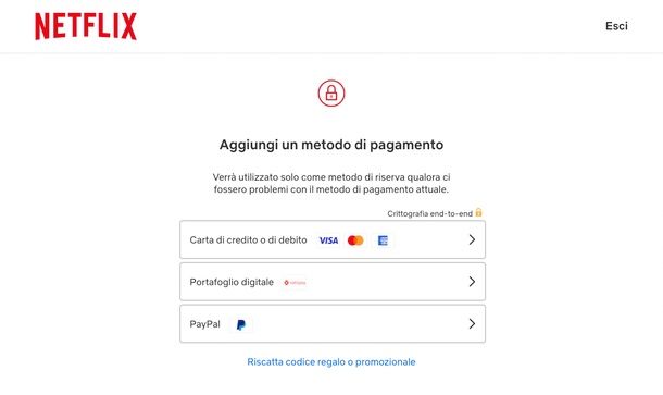 come cambiare metodo di pagamento Netflix PC