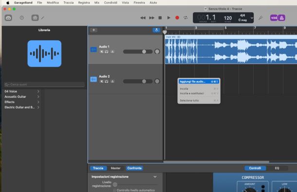 interfaccia GarageBand desktop