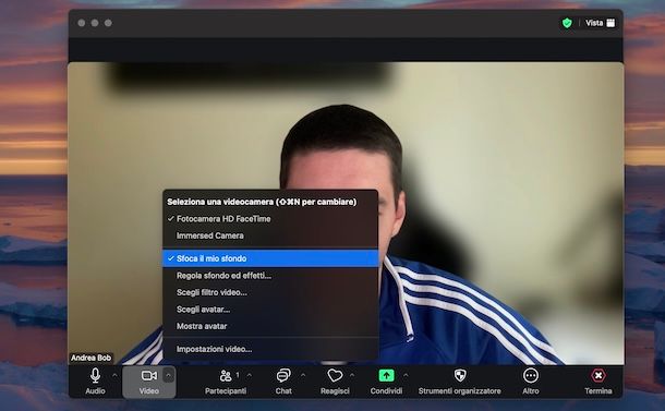 Sfocare lo sfondo su Zoom