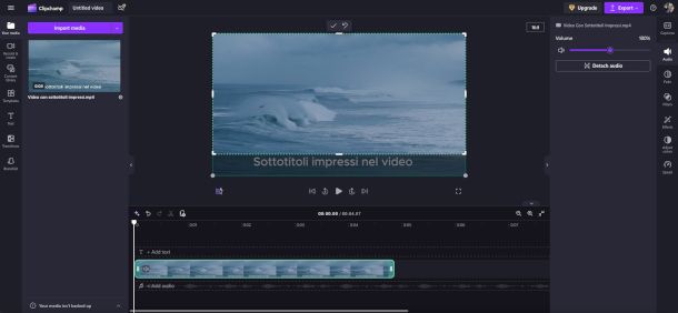 schermata editor video online Clipchamp