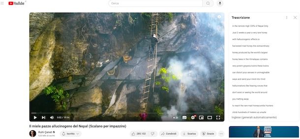 Trascrizione video YouTube