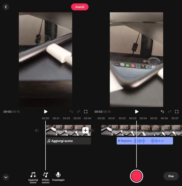 sincronizzazione audio e video su app TikTok