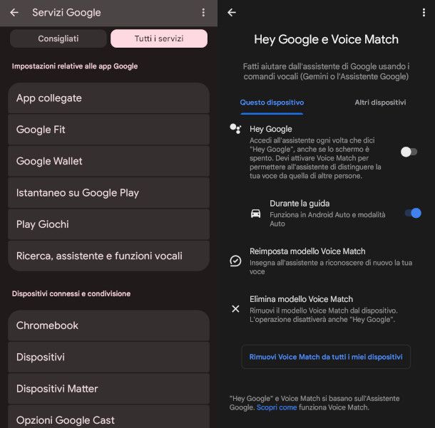 schermate disattivazione Google Assistant