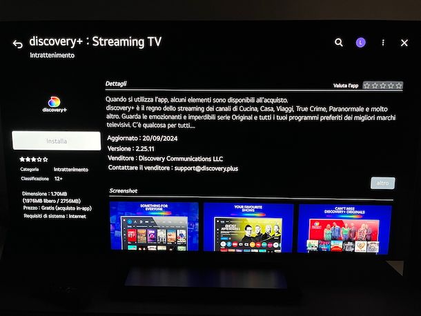 Scaricare app Discovery+ Smart TV LG