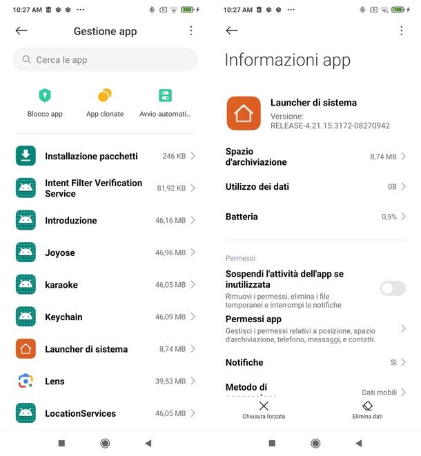 Svuotare cache launcher di sistema Xiaomi