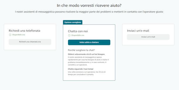 Contattare Amazon telefonicamente