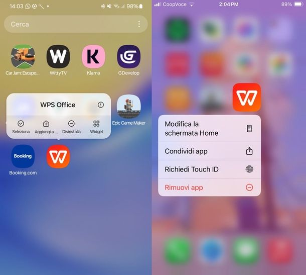 come disinstallare WPS Office app 