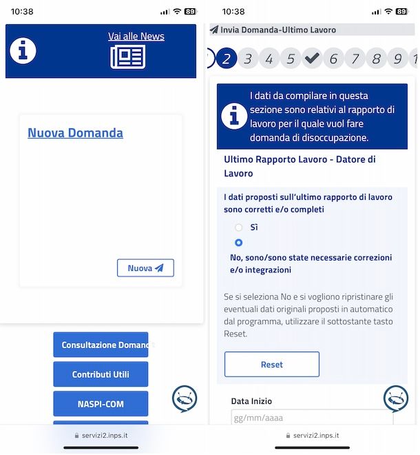 Domanda NASpI da smartphone