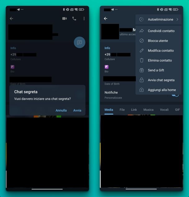 Chat segreta Telegram Android