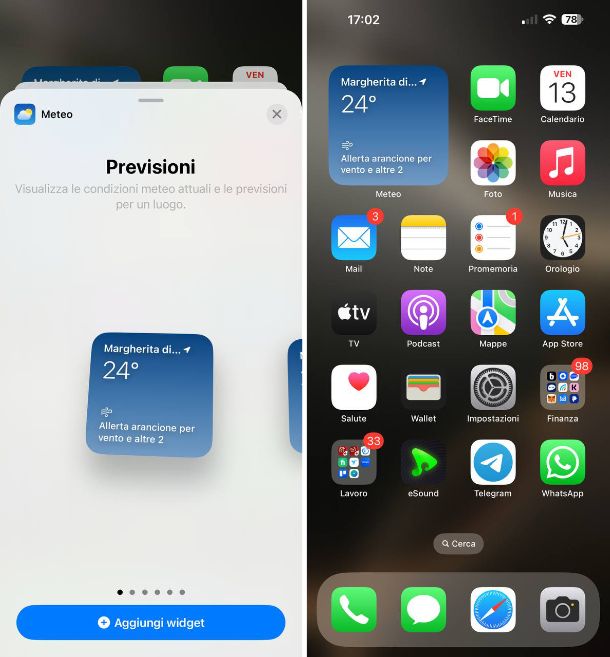 Come aggiungere widget su iPhone