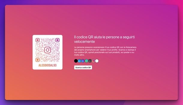 Copiare link proprio profilo Instagram Web 