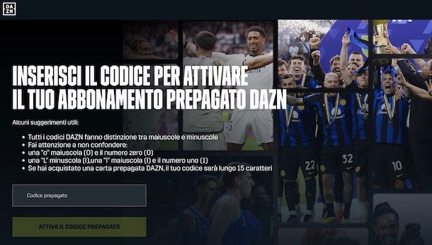 Riscattare DAZN prepagata