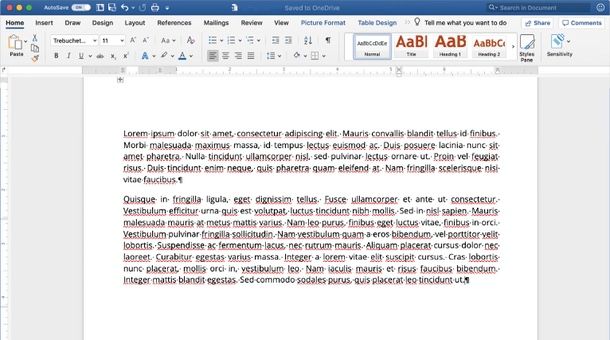 togliere simbolo paragrafo Mac