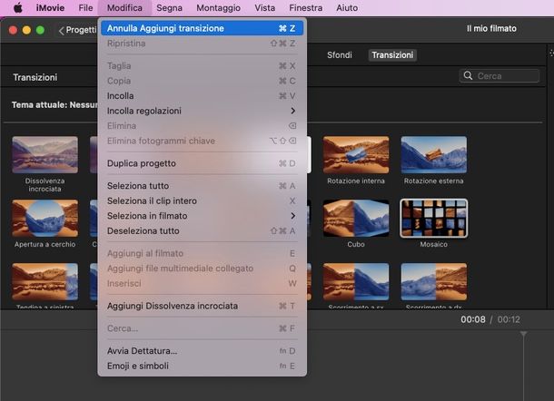 Come tornare indietro iMovie Mac