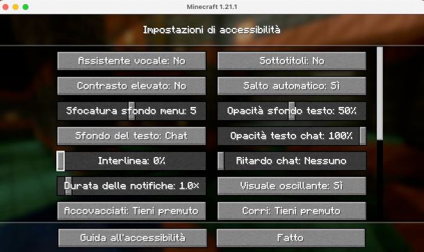 disattivazione assistente vocale Minevraf Java Edition