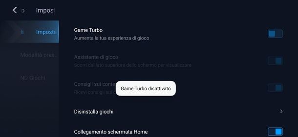 come disattivare Game Turbo Xiaomi