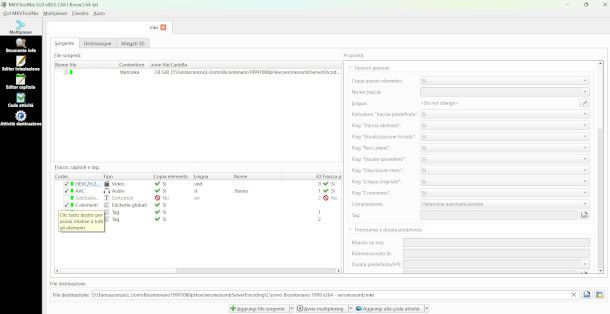 schermata programma MKVToolNix