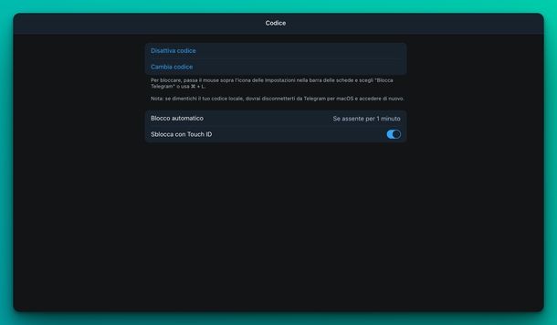 Blocco app Telegram macOS