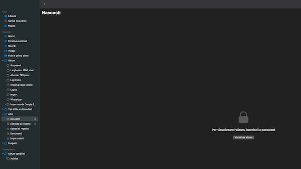 Vedere foto nascoste macOS