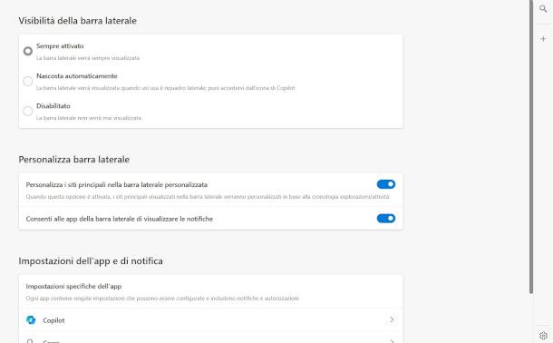 disabilitazione copilot su browser Edge