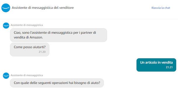 Contattare un venditore su Amazon