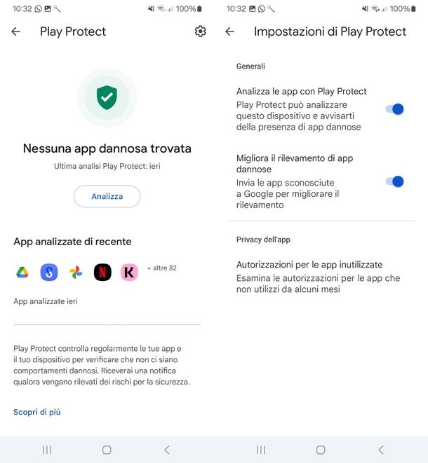 Disattivare Play Protect