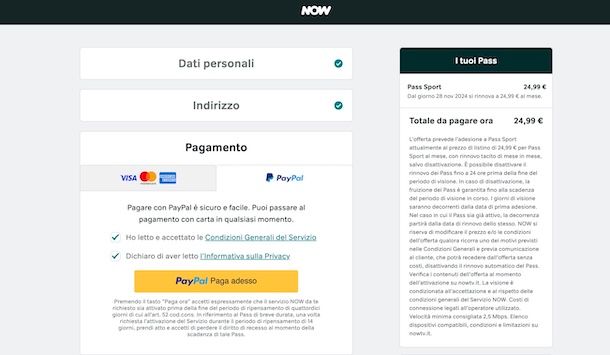 Pagare NOW con PayPal