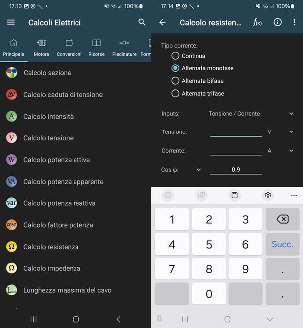 Calcoli Elettrici app Android iOS iPadOS